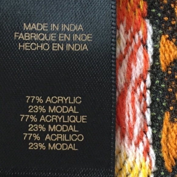 Frye | Women's Embroidered Aztec Patterned Modal Blend Blanket Scarf NWT - Picture 8 of 8